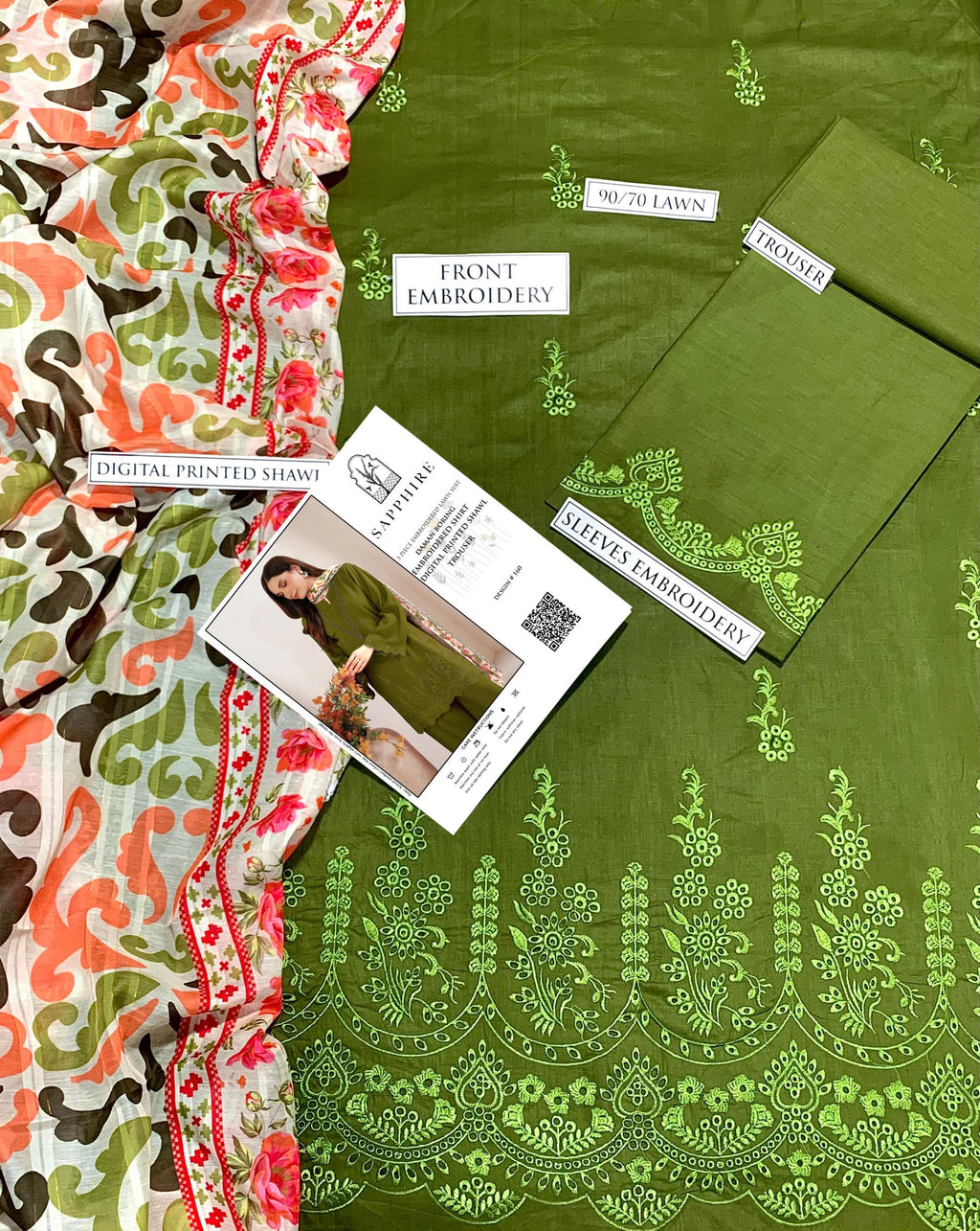 SAPPHIRE EMBROIDERED LAWN 3 PC