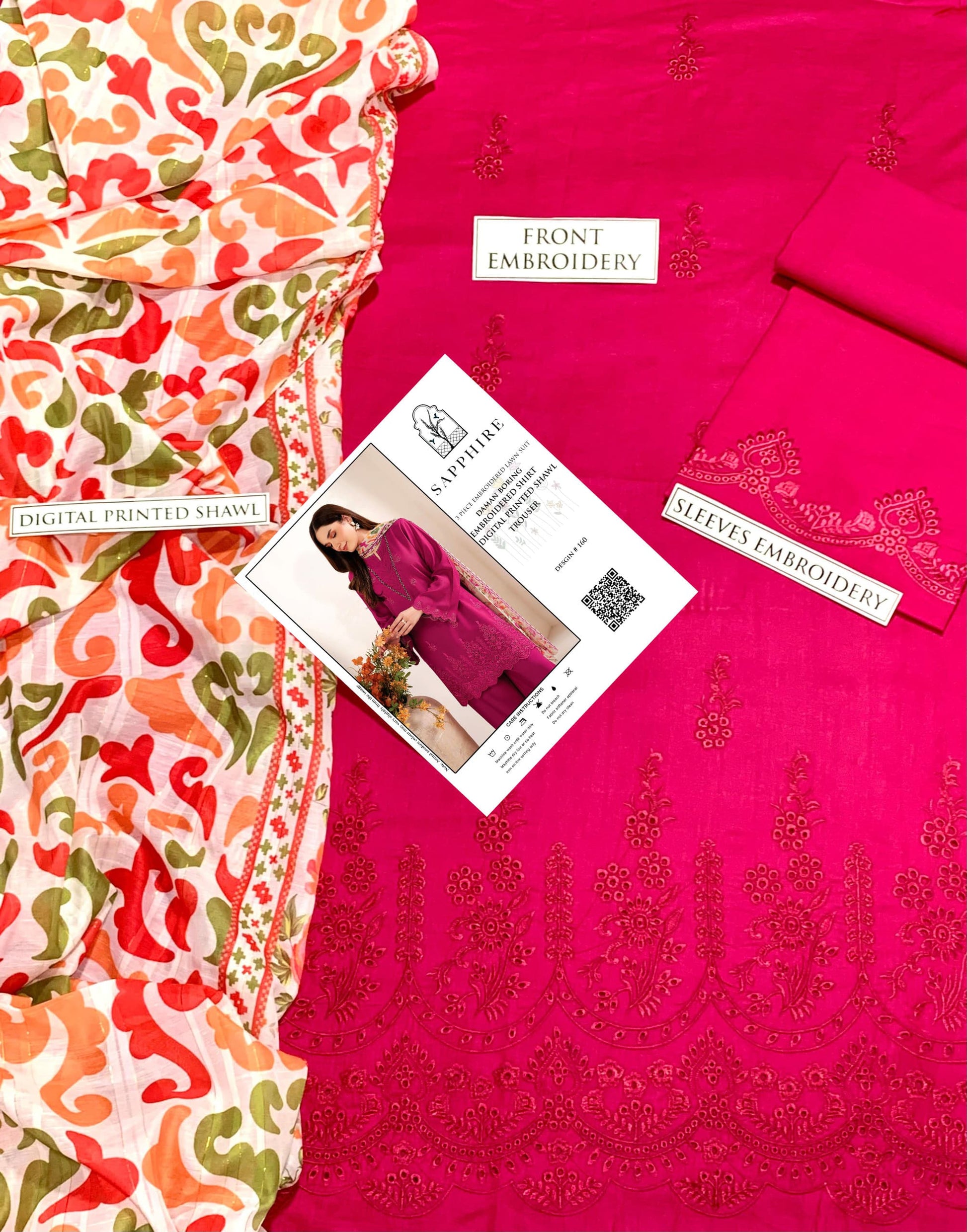 SAPPHIRE EMBROIDERED LAWN 3 PC
